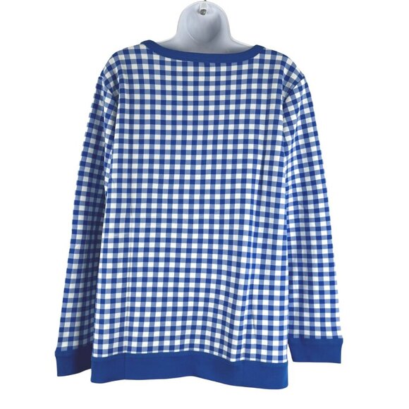 Talbots Gingham Sweatshirt 1X Blue White Long Sleeve Cotton Blend NWT TP-3034 - Picture 5 of 9